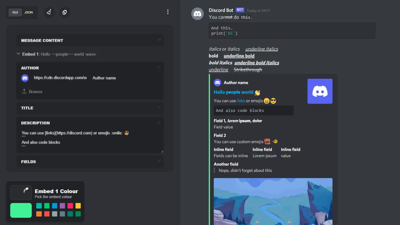 embedbuilder 网站模板截图