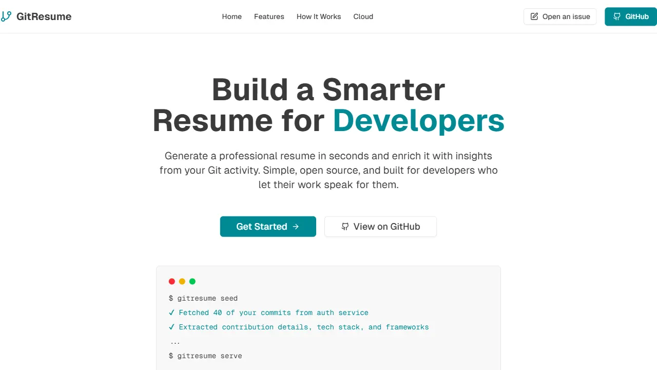 gitresume cli 网站模板截图