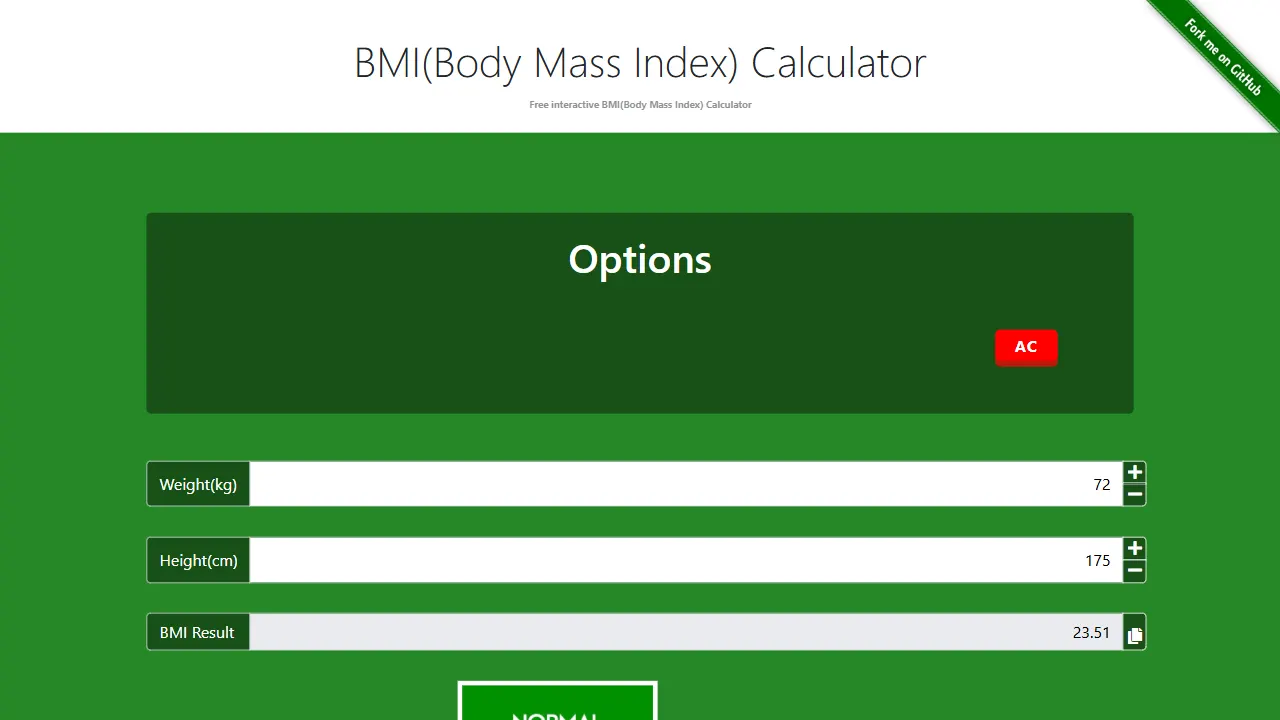 BMI Calculator JavaScript 网站模板截图