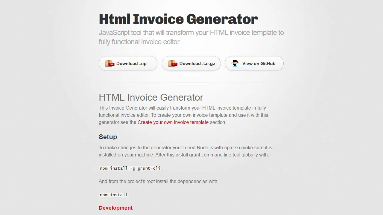 html invoice generator 网站模板截图