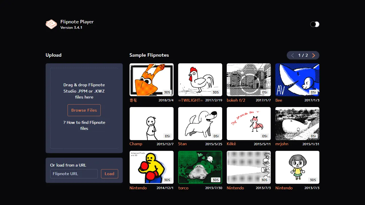 flipnote player 网站模板截图