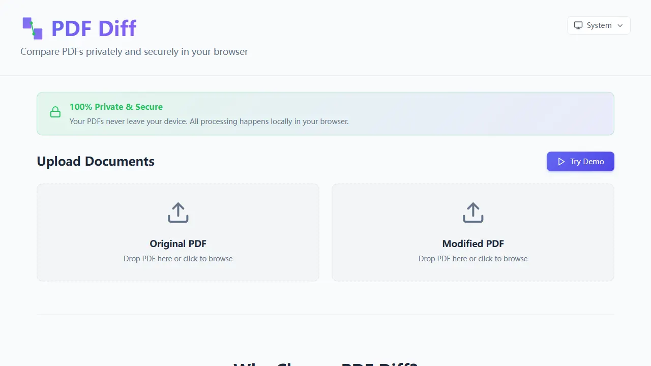 pdf diff 网站模板截图