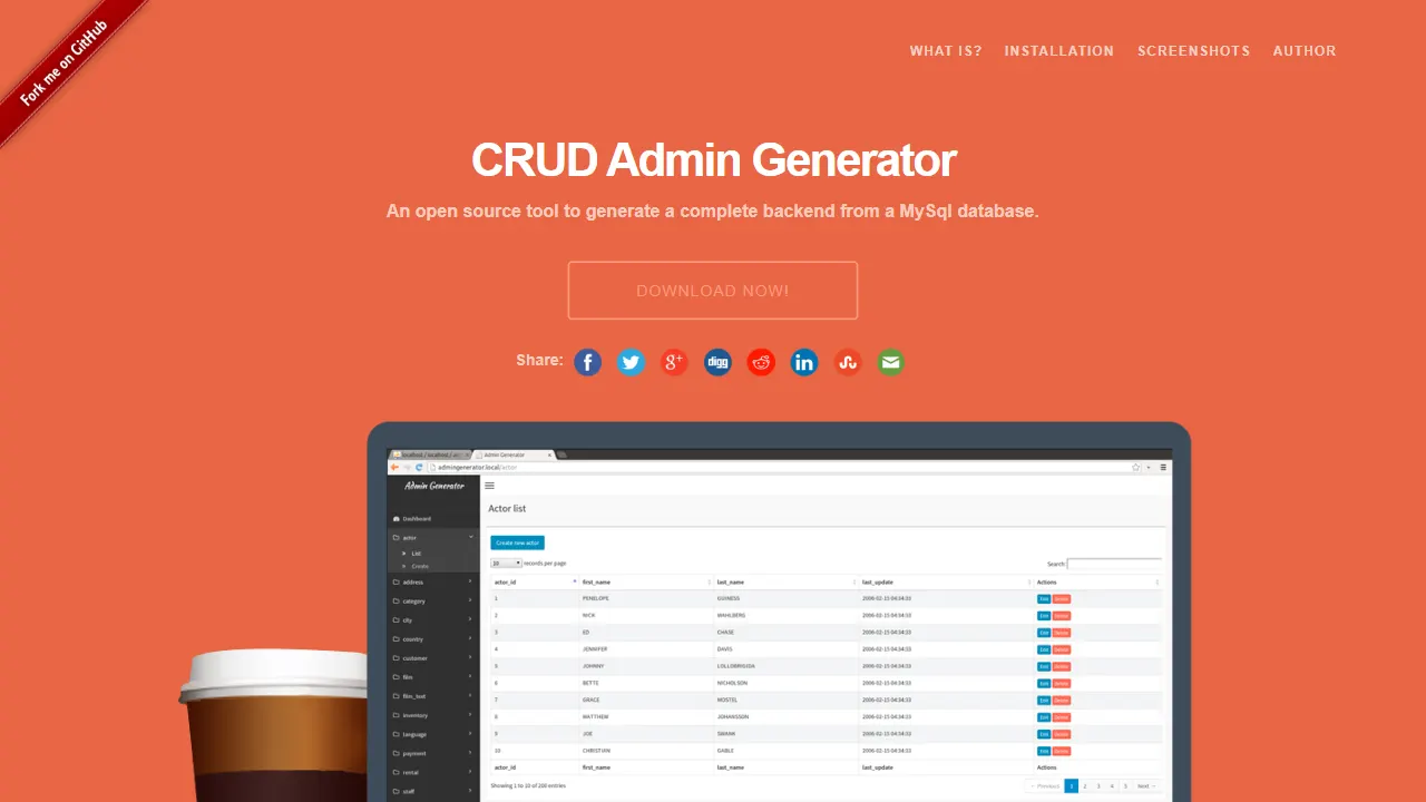 crud admin generator 网站模板截图