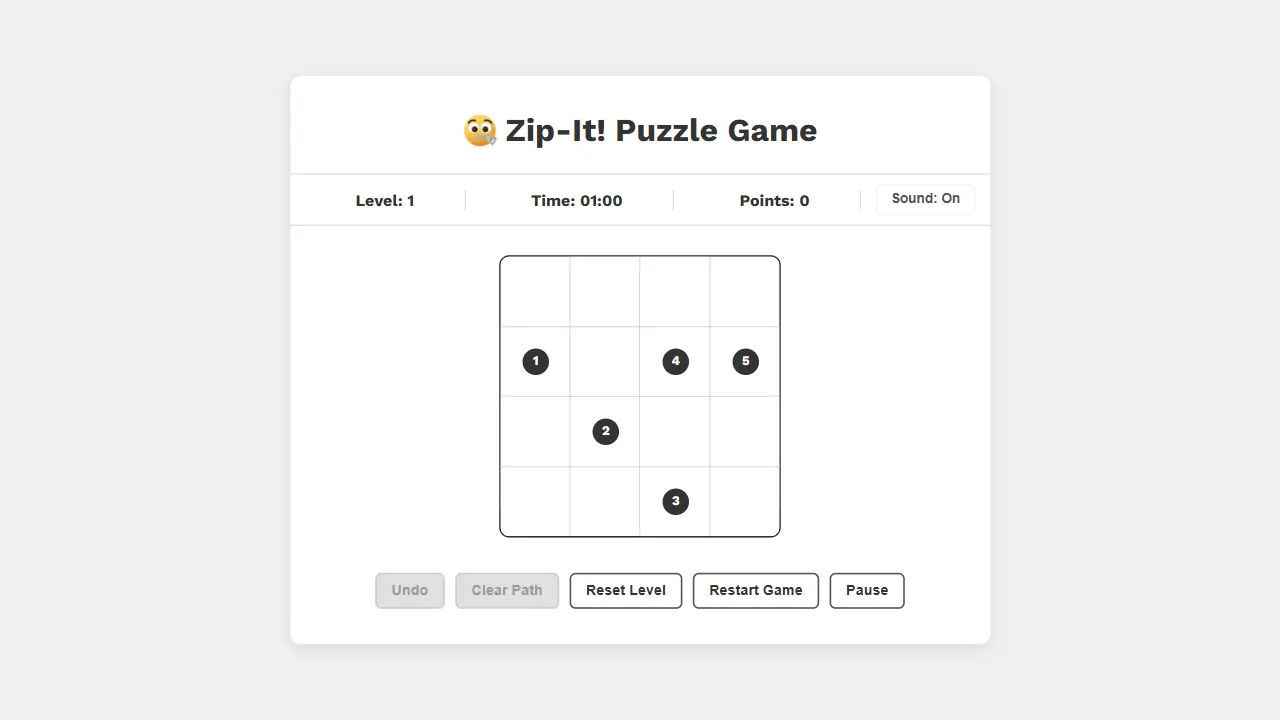 zip it puzzle game 网站模板截图