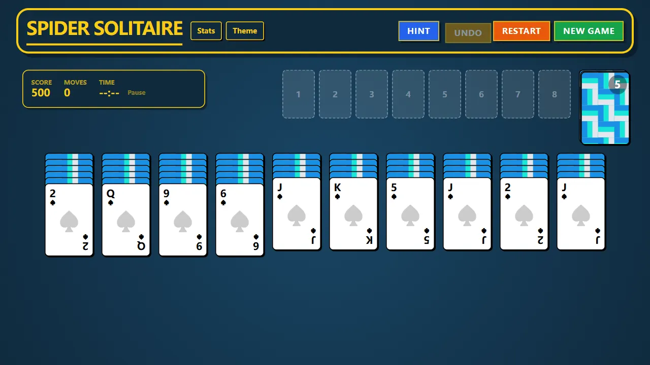 spider solitaire 网站模板截图
