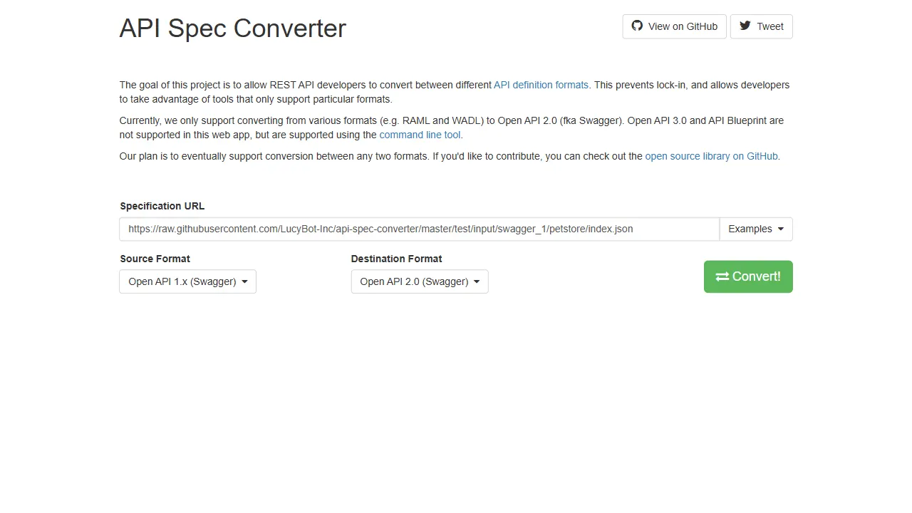 api spec converter 网站模板截图