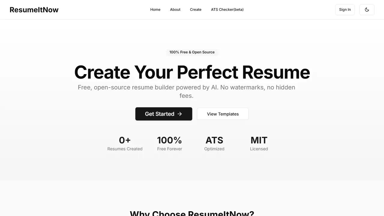 ResumeItNow 网站模板截图