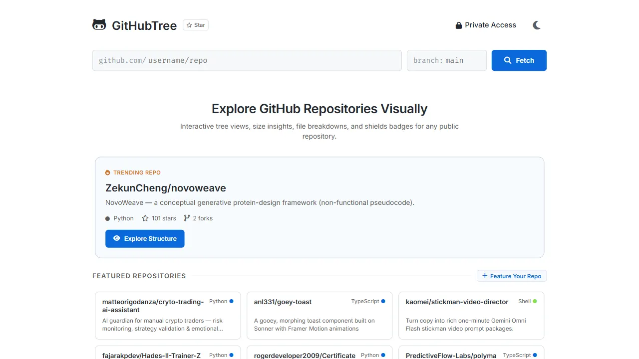 GitHubTree 网站模板截图