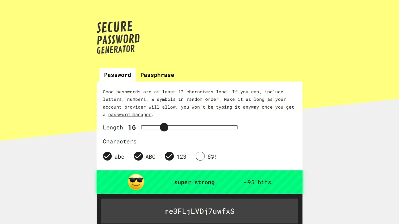 password generator 网站模板截图