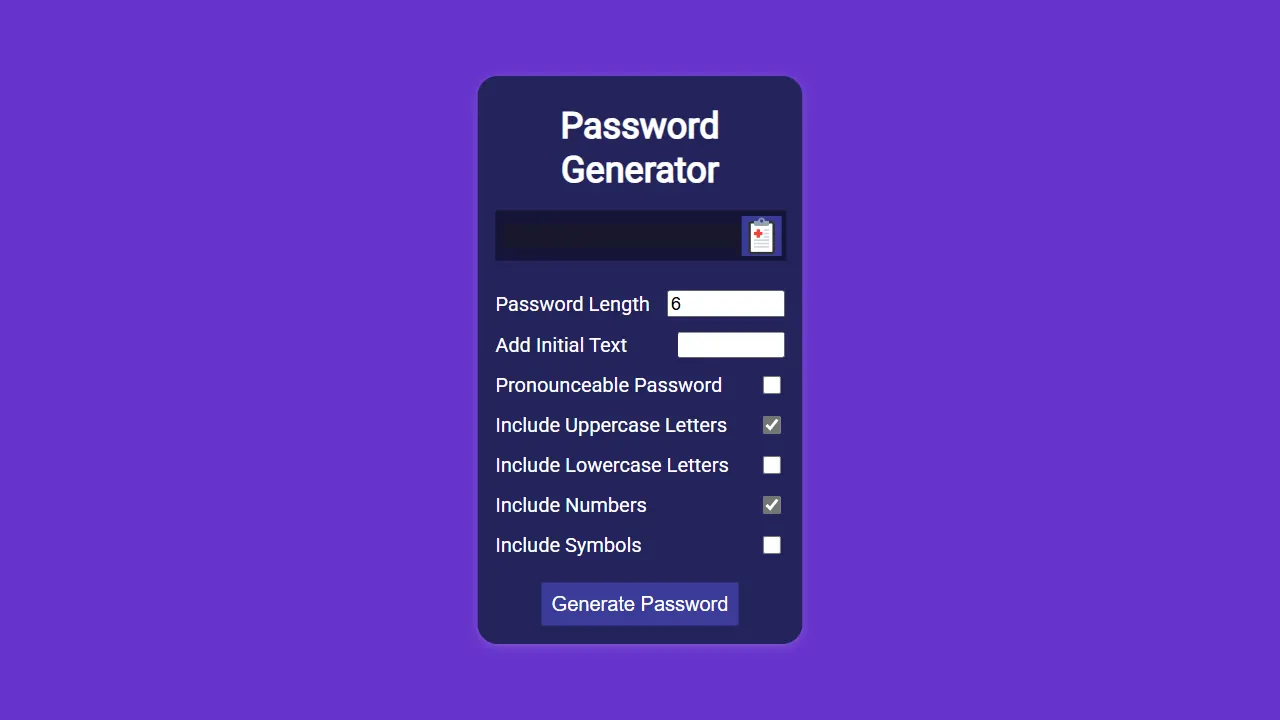 password generator web 网站模板截图