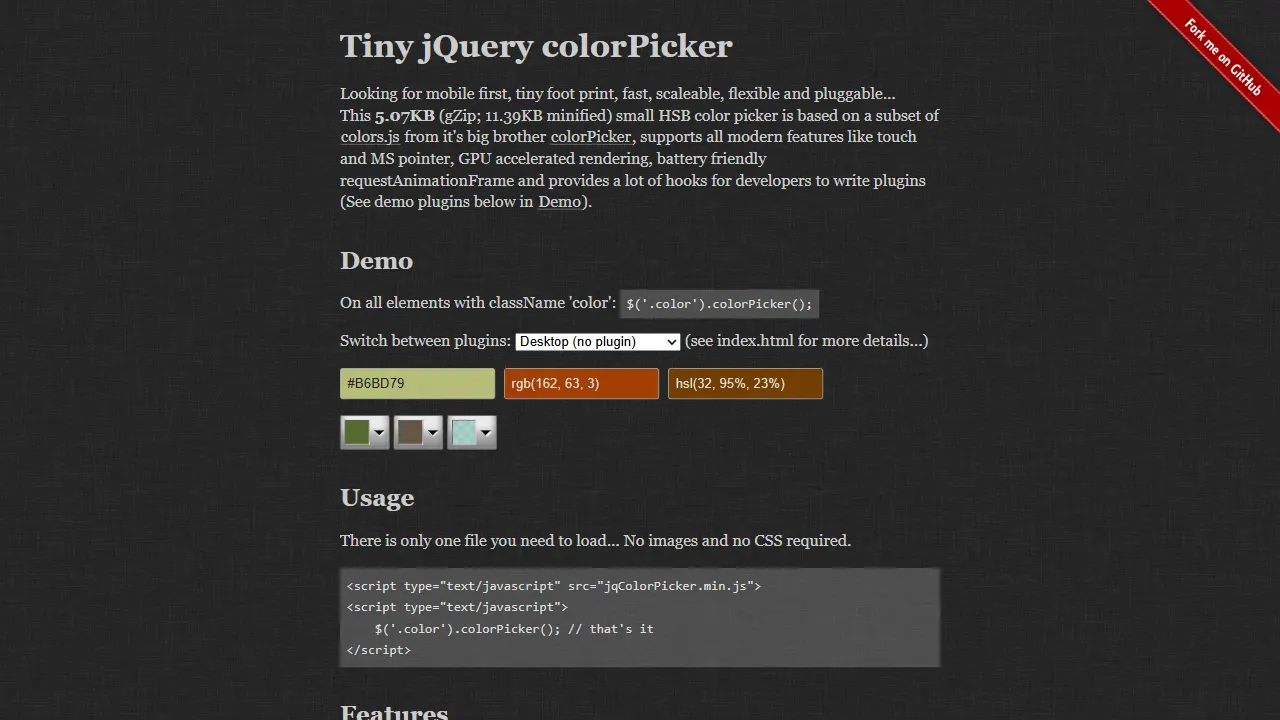 tinyColorPicker 网站模板截图
