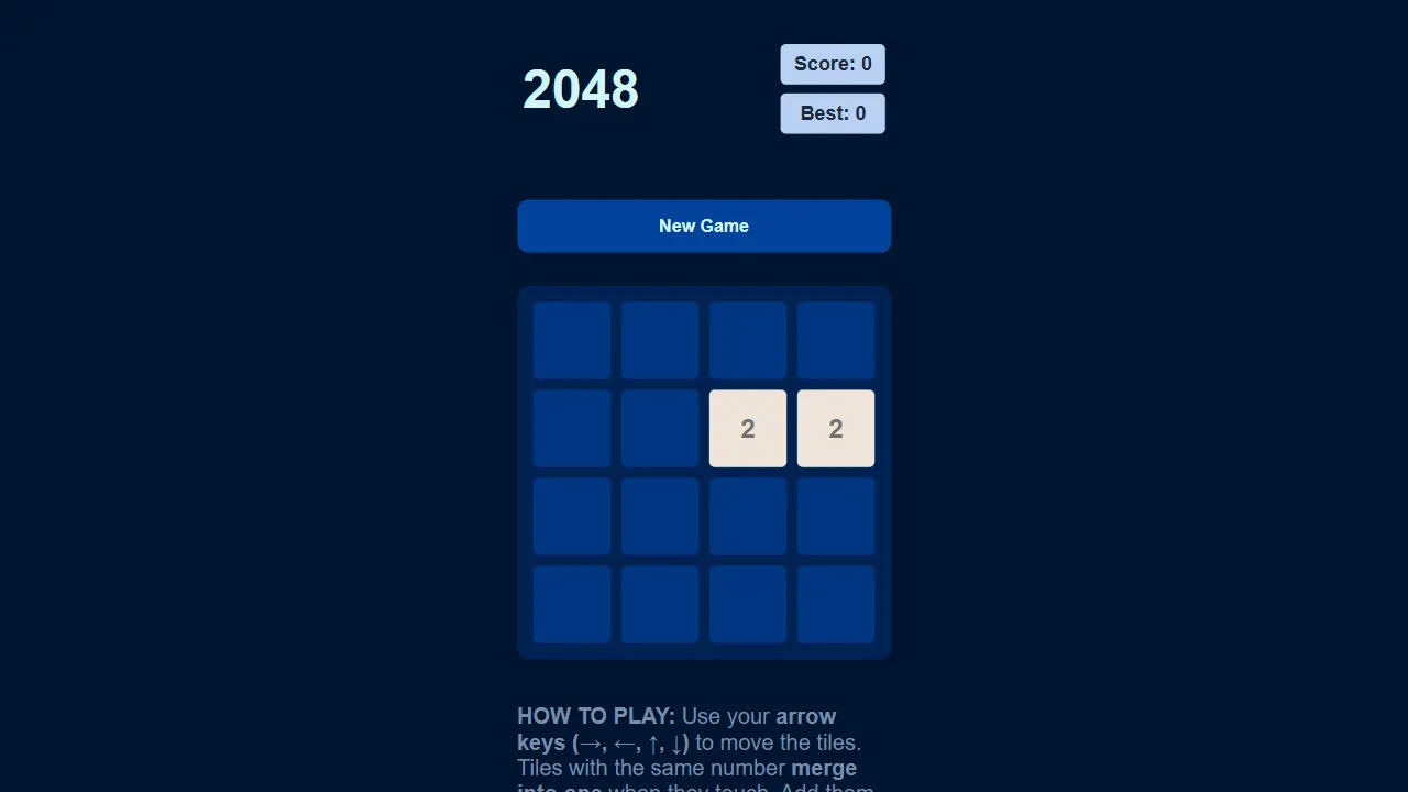 2048 Game 网站模板截图