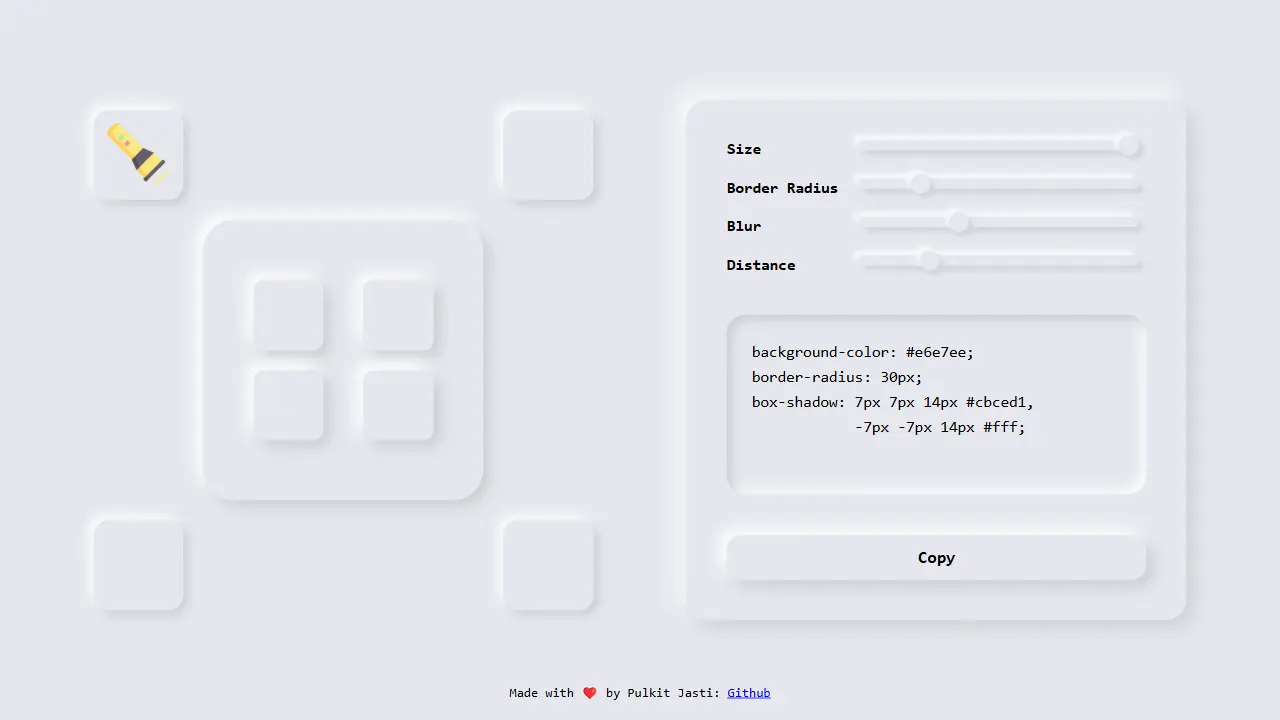 neumorphism css code generator 网站模板截图