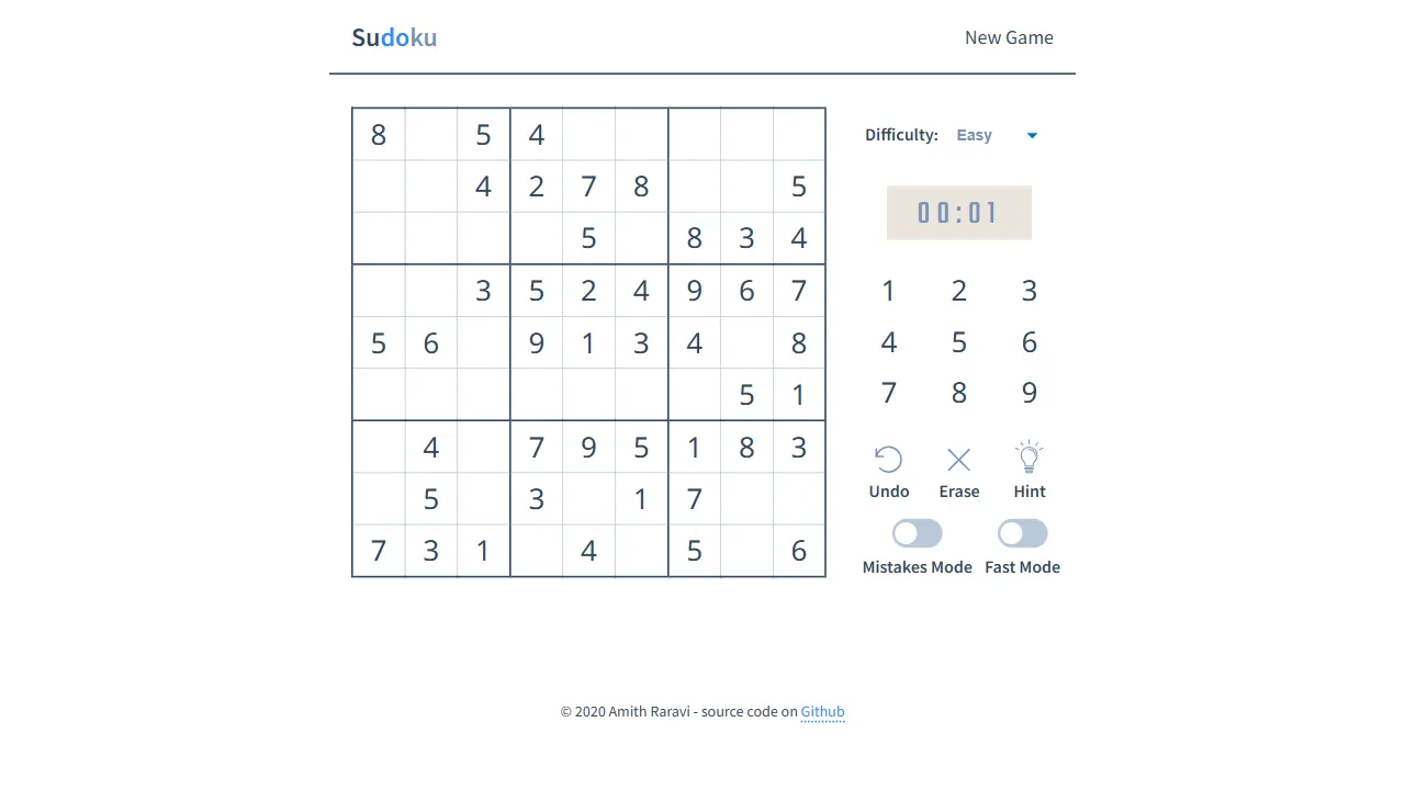 sudoku 网站模板截图
