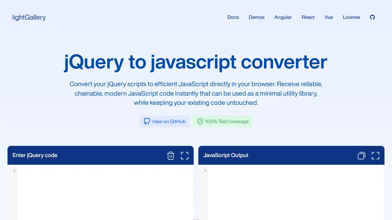jquery to javascript converter 网站模板截图