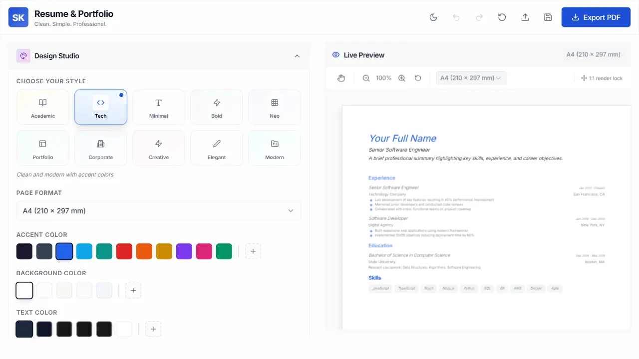 resume builder 网站模板截图