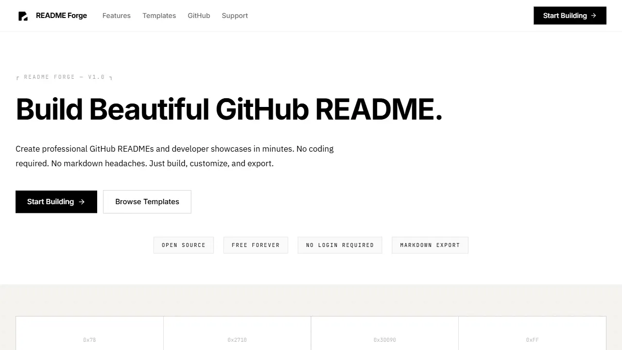 readme builder 网站模板截图