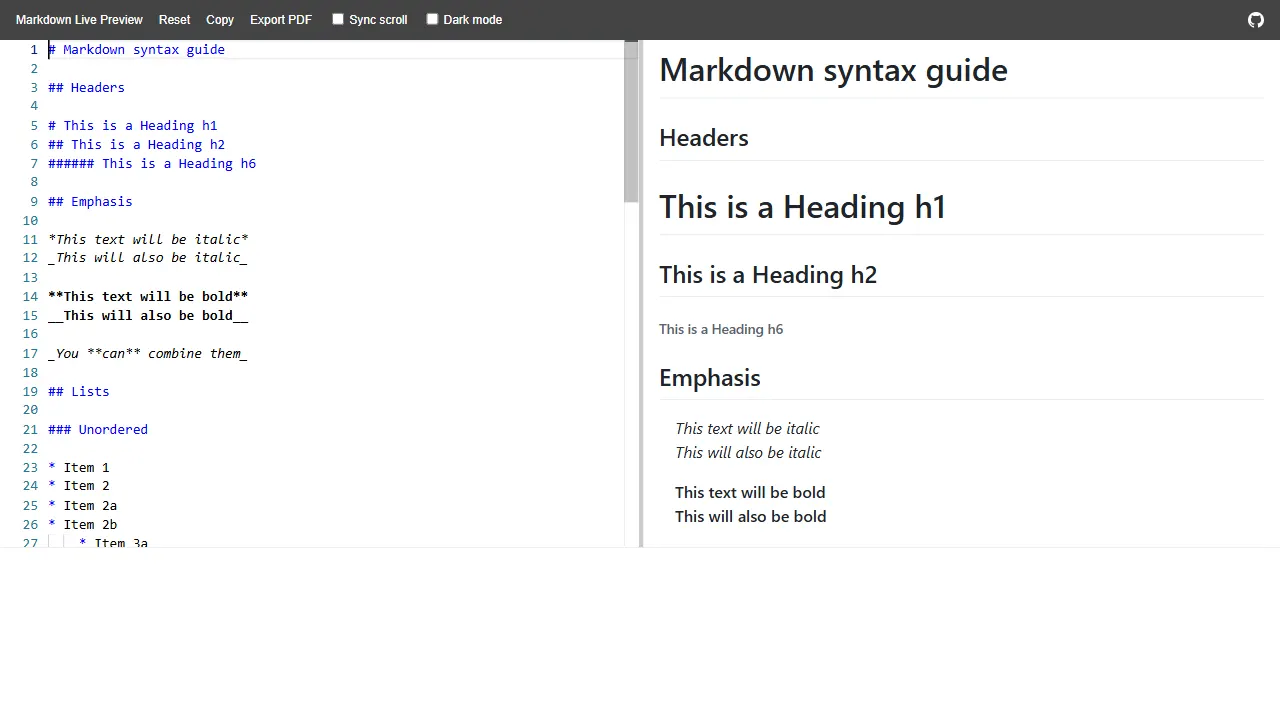 markdown live preview 网站模板截图