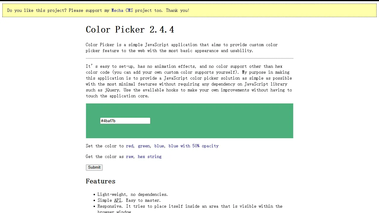 color picker 网站模板截图