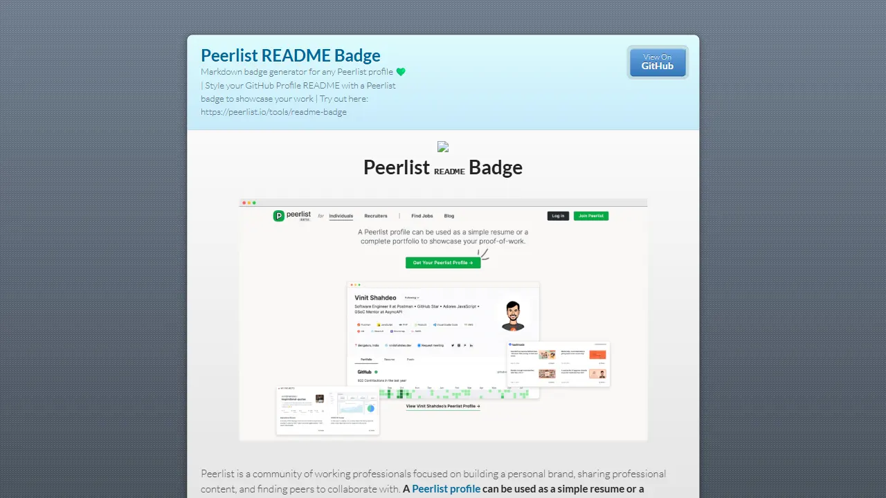 peerlist readme badge 网站模板截图