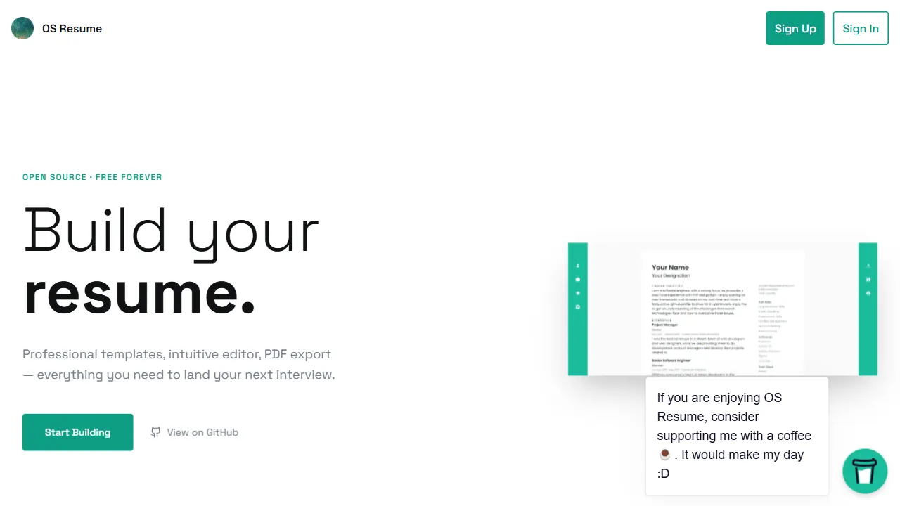 osresume 网站模板截图