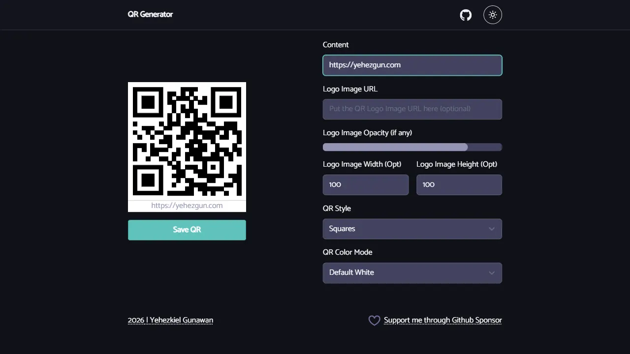 qr generator 网站模板截图