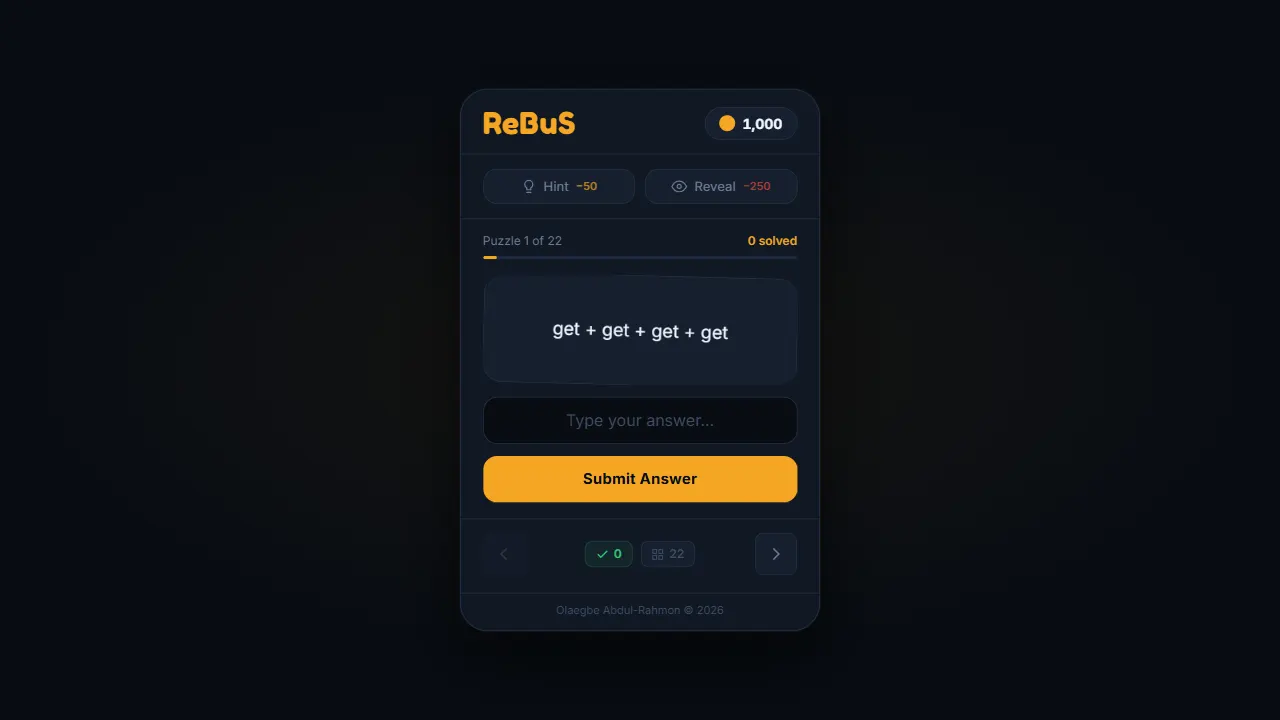 Rebus Puzzles webpage 网站模板截图