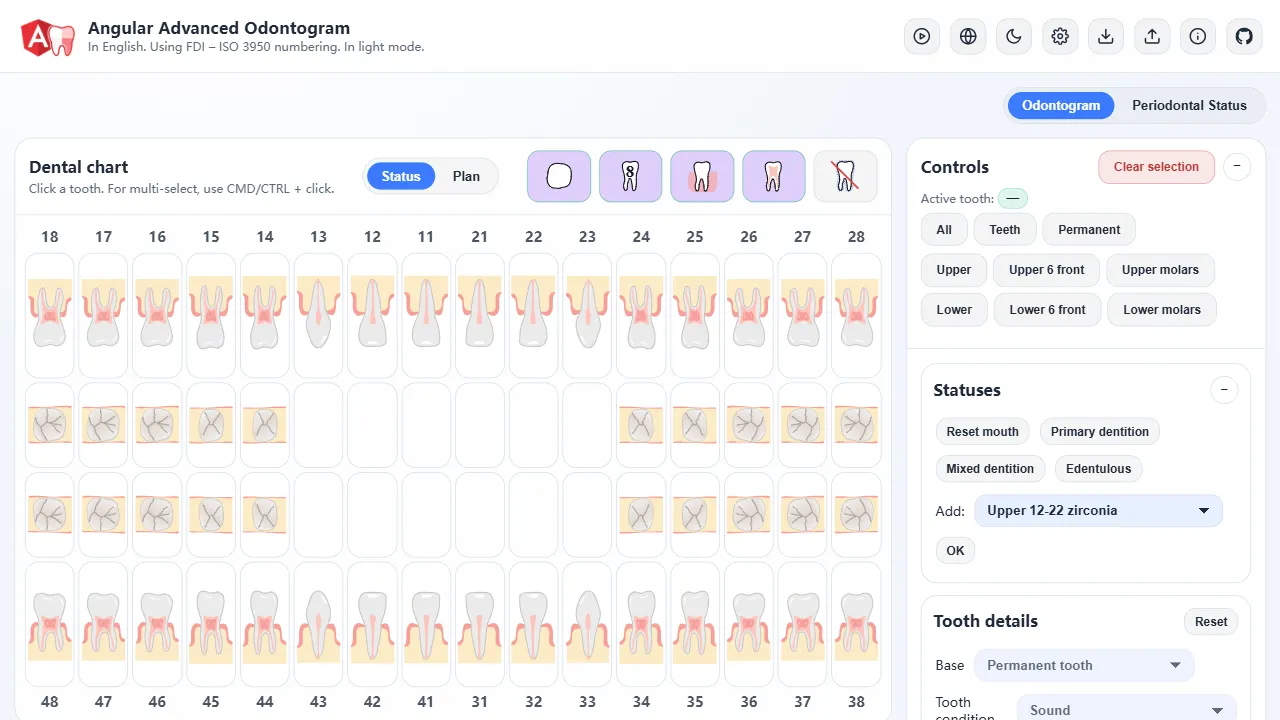 Angular Advanced Odontogram 网站模板截图