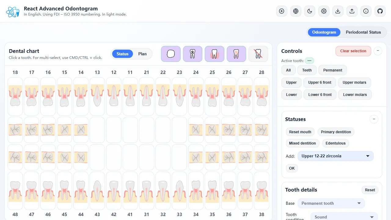 React Odontogram Modul 网站模板截图