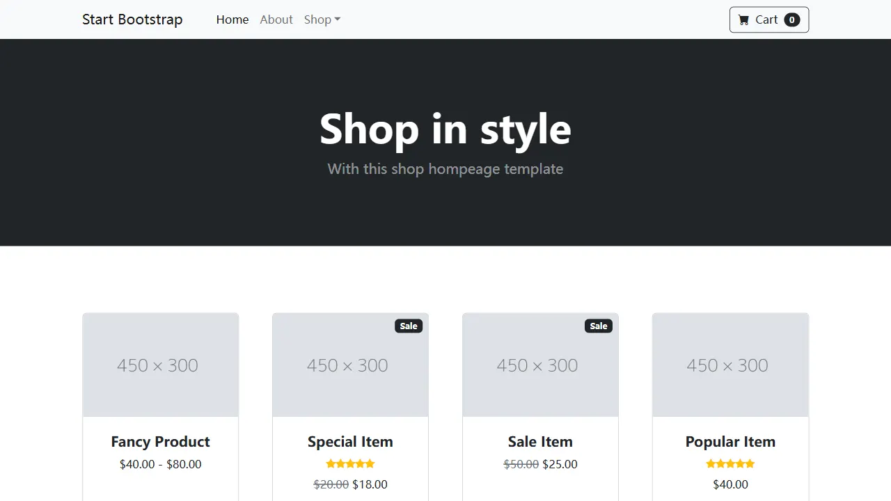 Shop Homepage 网站模板截图